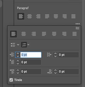 Paragraf panelindeki özellikleri listeleme