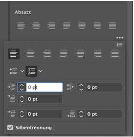 Auflisten von Eigenschaften im Absatzbedienfeld