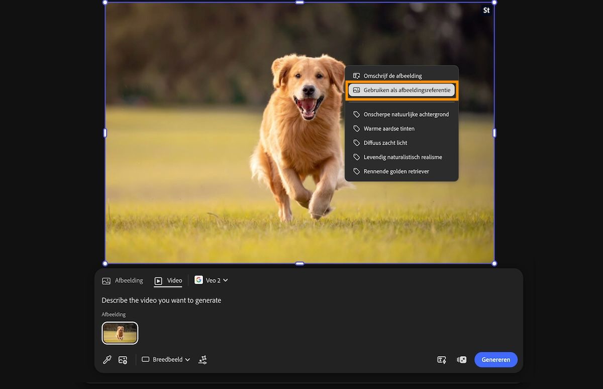 De aan het canvas toegevoegde afbeelding wordt gekozen nadat Voorbeeld van canvas is geselecteerd.Het contextmenu is geopend en Gebruiken als afbeeldingsreferentie is geselecteerd.