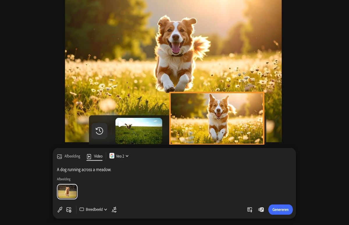 De gegenereerde video wordt geselecteerd en er is een optie om deze aan het canvas toe te voegen.