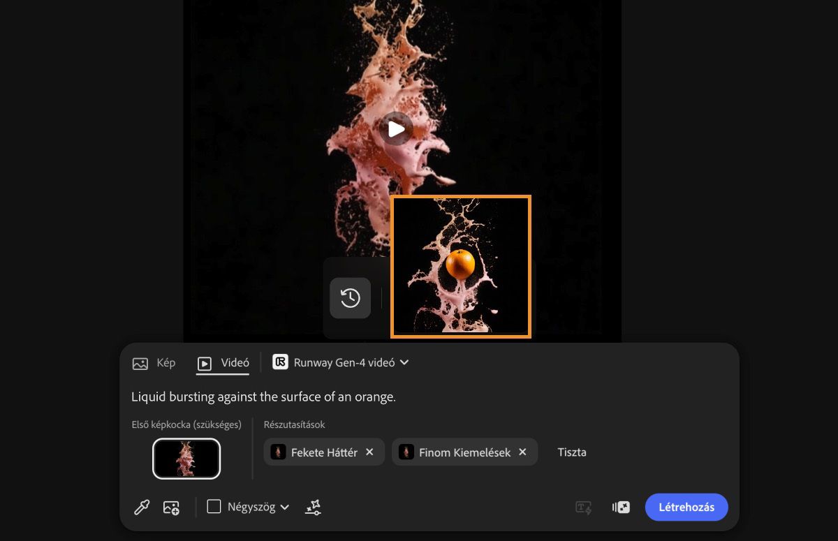 A létrehozott Videó ki van emelve, és készen áll arra, hogy hozzáadja a vászonhoz.