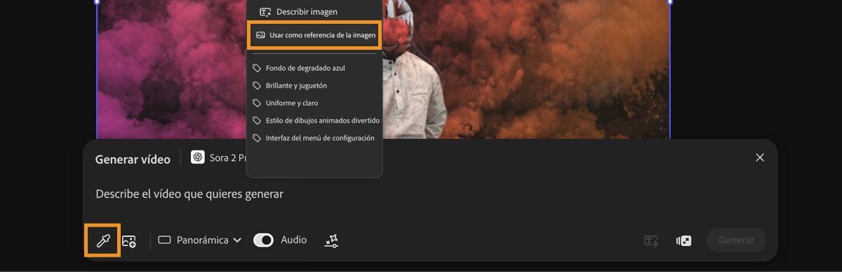 La imagen utilizada para el primer fotograma es visible en el lienzo Una de las imágenes está seleccionada y, desde el menú contextual, se selecciona la opción Usar como último fotograma.