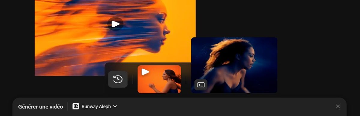 La vidéo générée est mise en évidence et reflète la composition de la vidéo sélectionnée comme référence.