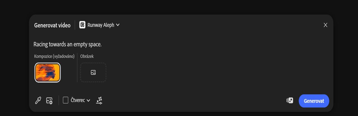 Zadání Generovat video je otevřené a obsahuje kompoziční video a textový popis, které slouží jako vodítko pro tvorbu videa.
