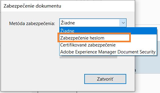 Výber zabezpečenia heslom