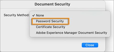 Scegliere Protezione con password