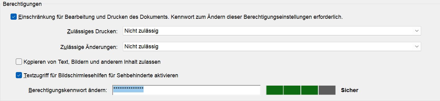 Kennwortschutzoptionen