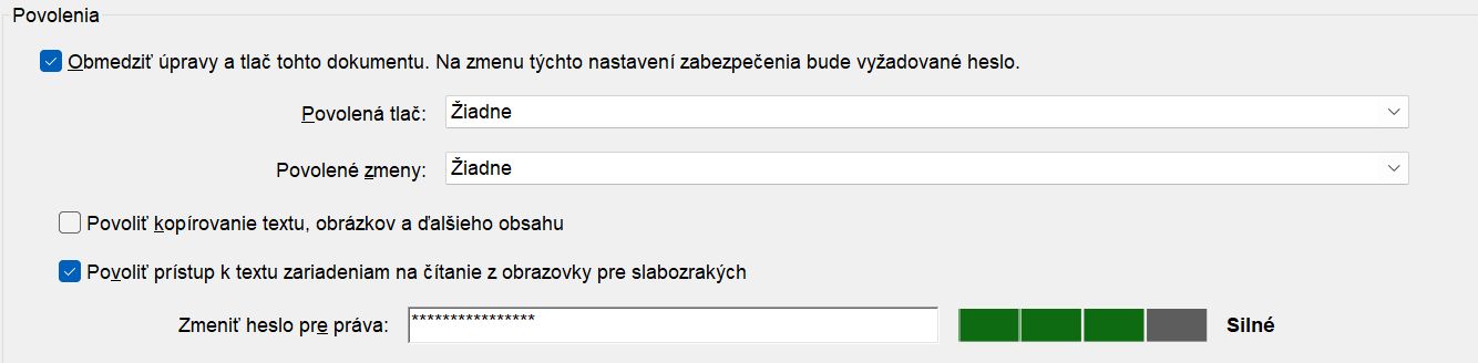 Možnosti zabezpečenia heslom