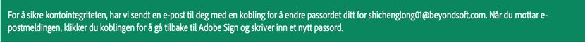 Glemt passord vellykket melding
