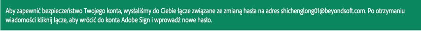 Komunikat pomocy dotyczący zapomnianego hasła