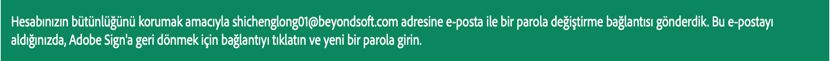 Şifremi Unuttum başarı mesajı