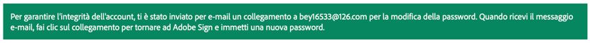 Messaggio di operazione riuscita - Password dimenticata
