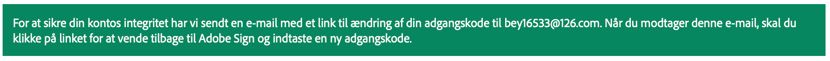 Meddelelse om nulstilling af adgangskoden