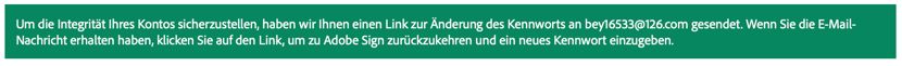 Erfolgsmeldung „Kennwort vergessen“