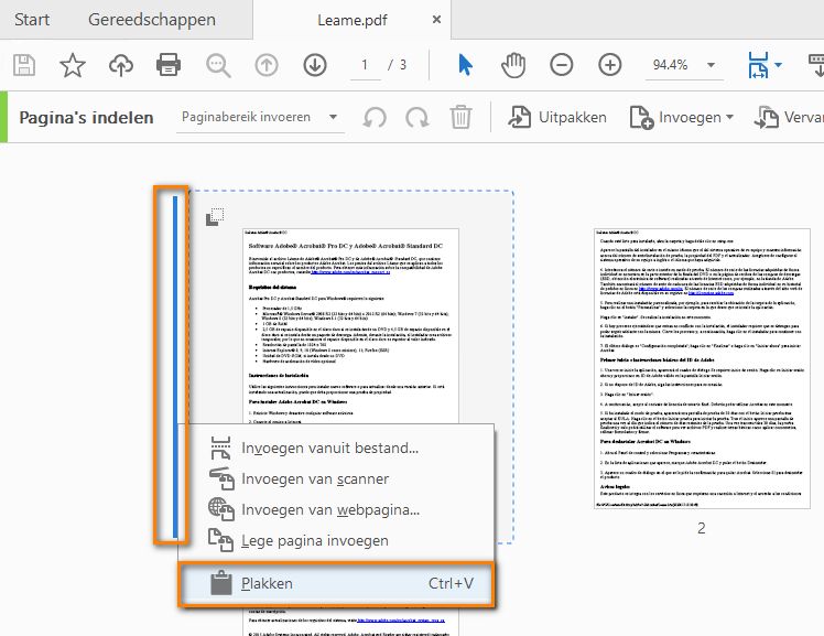 De locatie selecteren en Plakken kiezen