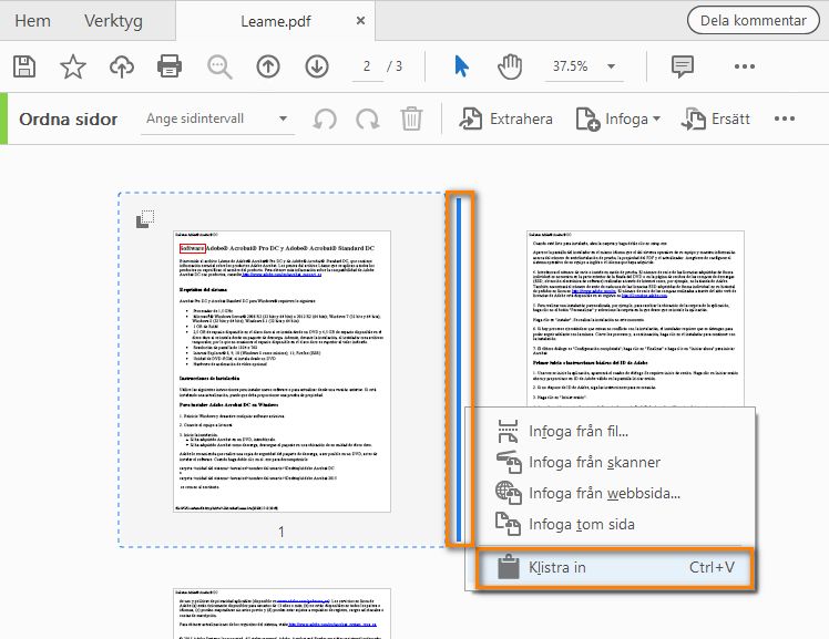 Välj plats och Klistra in