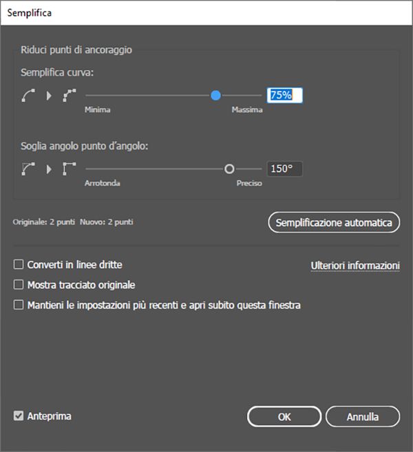 Semplifica tracciato