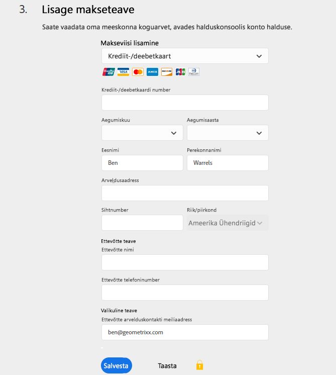 Sisestage oma makseteave