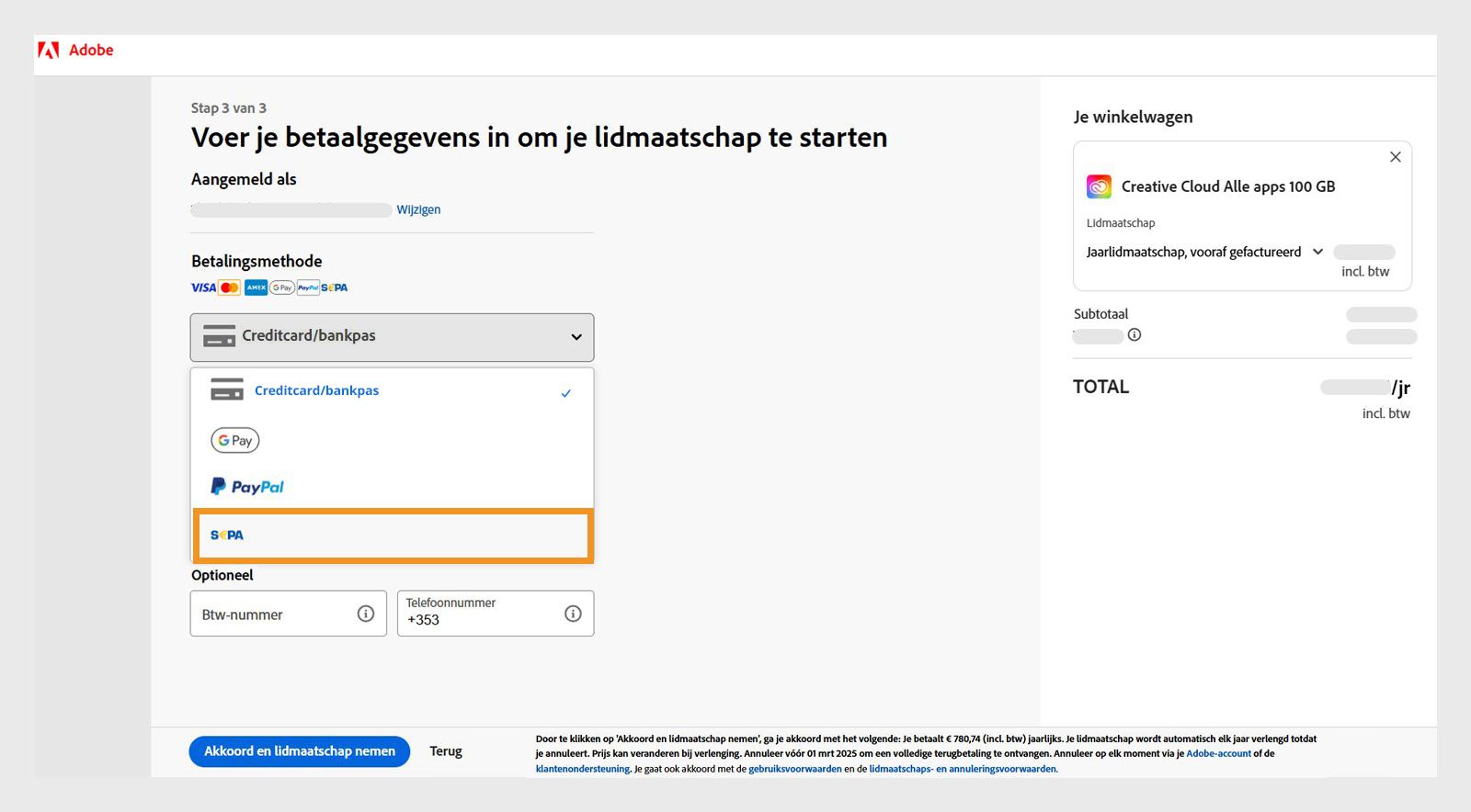 Facturerings- en betalingsgegevens bewerken