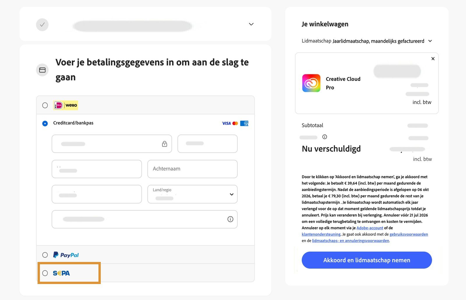 Facturerings- en betalingsgegevens bewerken