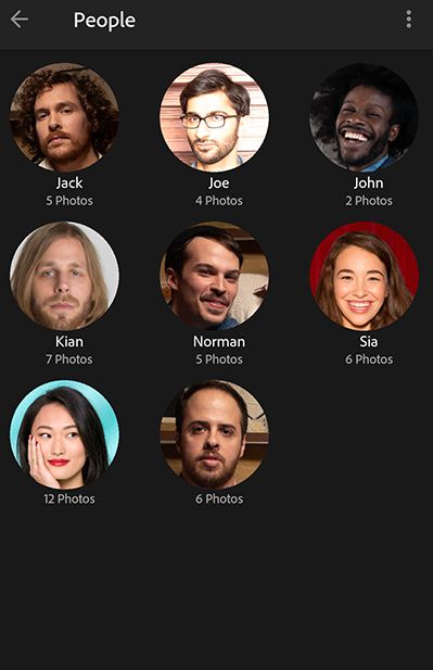 Personvisning i Lightroom mobile for Android 