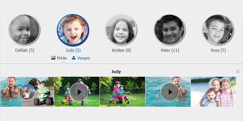 Recherche de vidéos et photos classées par piles dans la vue Personnes