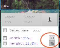 A opção porcentagem