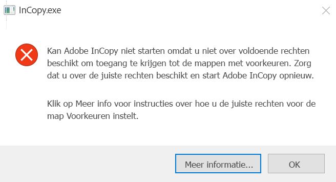 Probleem met toestemmingen voor InCopy in Windows