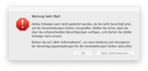 Berechtigungsproblem für InDesign unter macOS