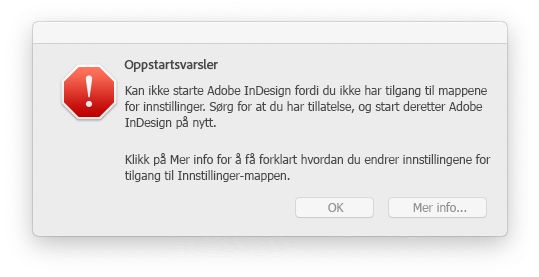 Problem med InDesign-tillatelsene i macOS