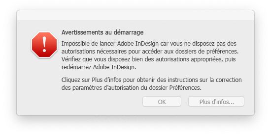 Problème d’autorisations InDesign sous macOS