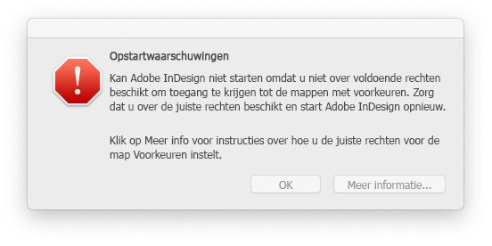 Probleem met toestemmingen voor InDesign in macOS