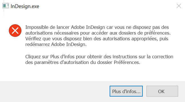 Problème d’autorisations InDesign sous Windows