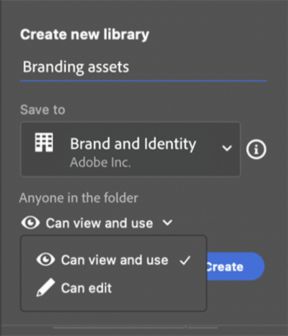 Screenshot of the create a library dialog box