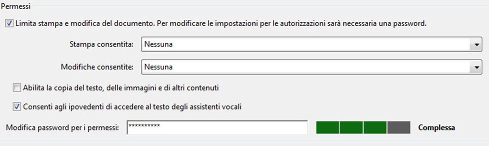 Opzioni di protezione mediante password