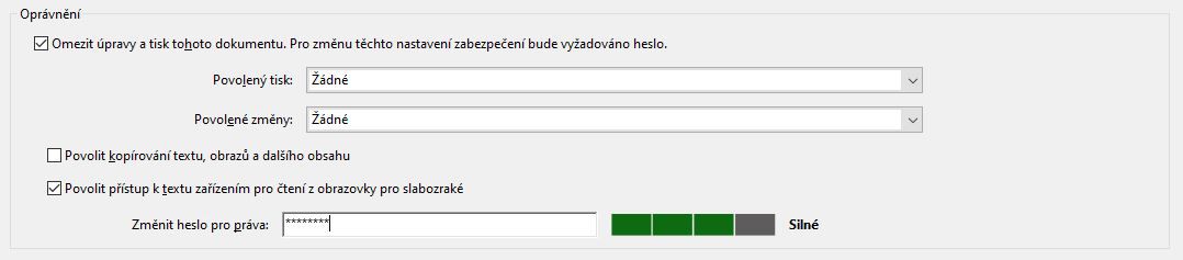 Možnosti Zabezpečení heslem