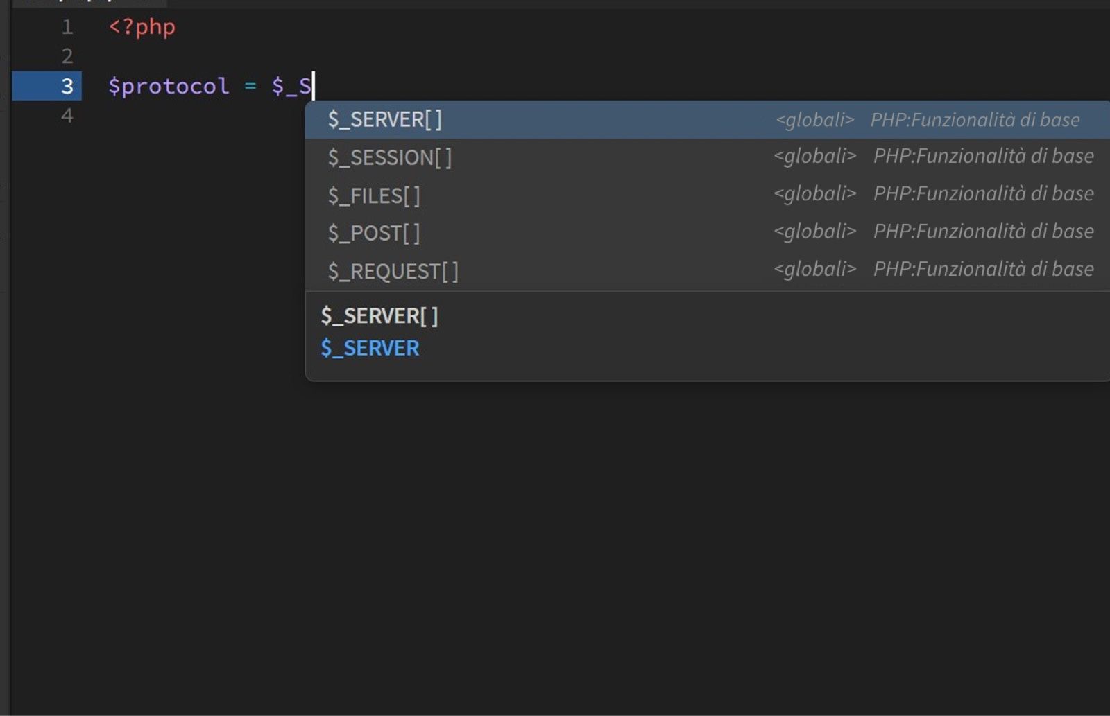 Dreamweaver che mostra i suggerimenti di codice PHP 8.4.10.