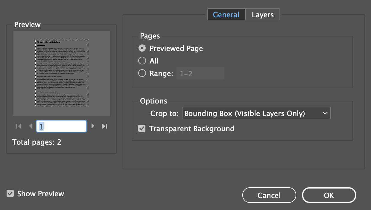 PNG ve PDF dosya formatları için örnek panel