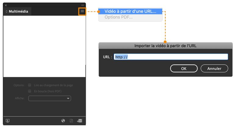 Boîte de dialogue d’importation d’un fichier vidéo à partir d’une URL