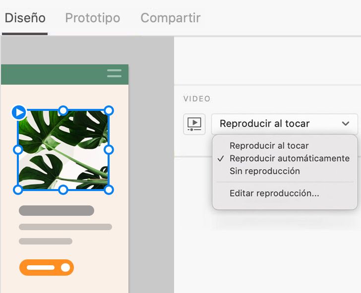 Reproducir automáticamente: modo de diseño