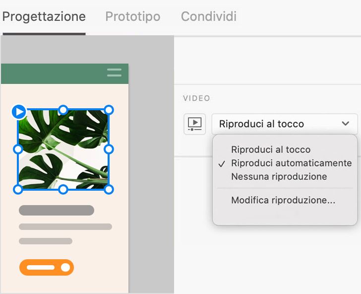 Riproduci automaticamente - Modalità progettazione