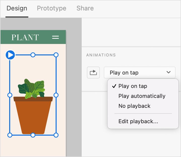 Reproduzir ao tocar - Modo de design