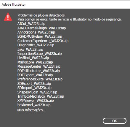Mensagem de erro para problemas de plug-in