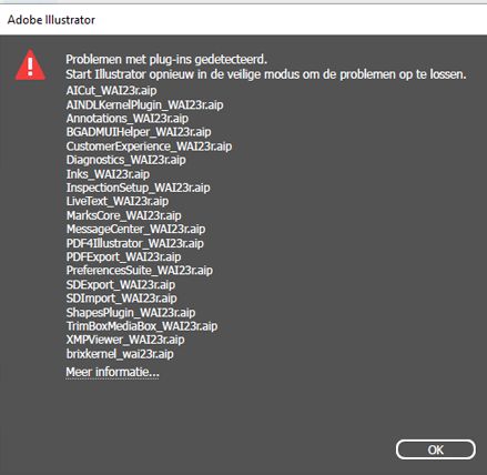 Foutmelding bij problemen met plug-ins