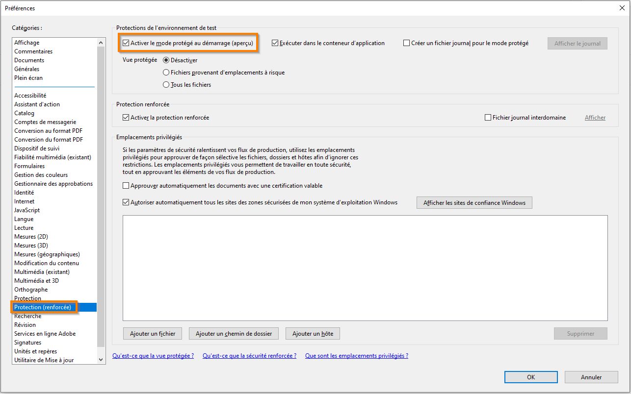 Activer le mode protégé au démarrage