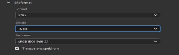 Wähle das PNG-Bildformat aus.