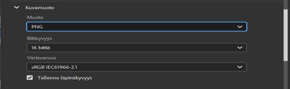 Valitse PNG-kuvamuoto.