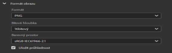 Vyberte formát obrázku PNG.