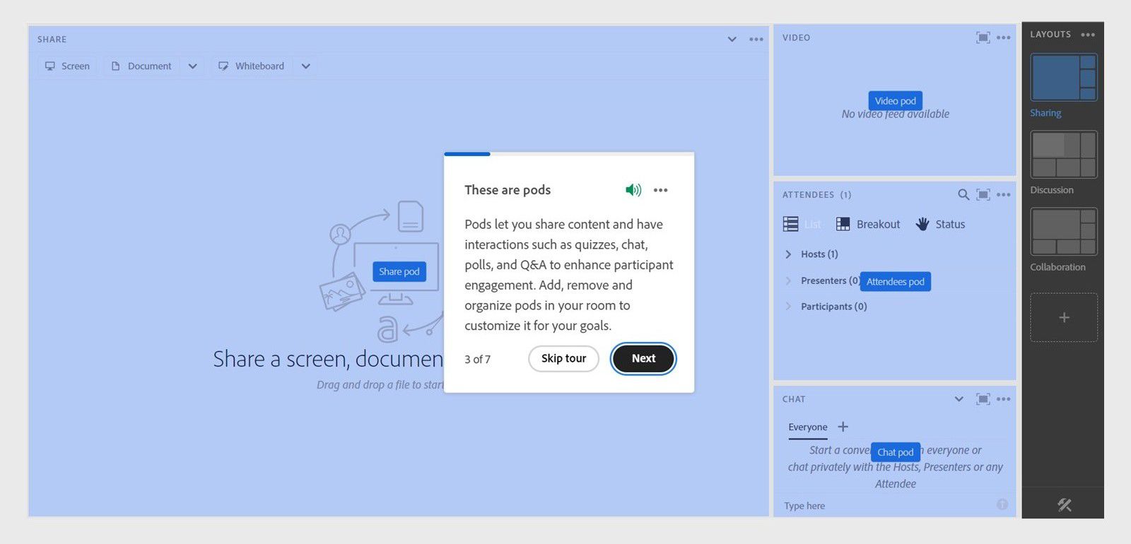 Pods highlighted with the guided help