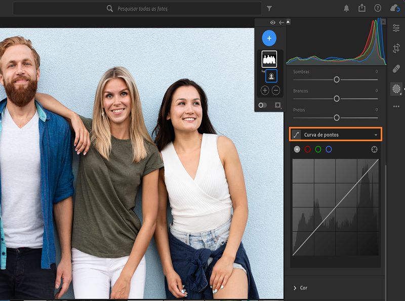 Ajuste da Curva de pontos no painel Mascaramento.
